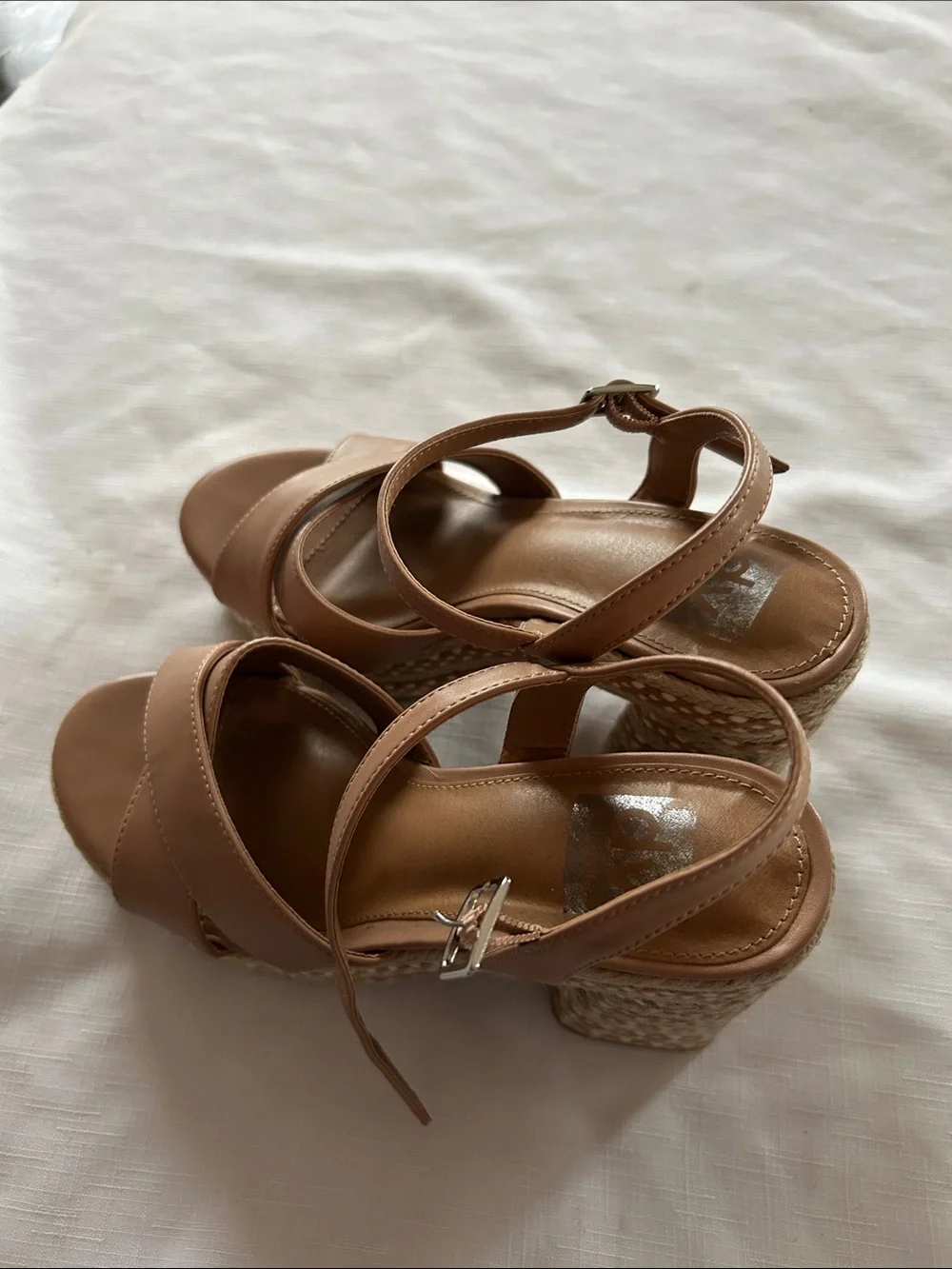 Dolce Vita Tan Cross-Strap Wedge Sandals